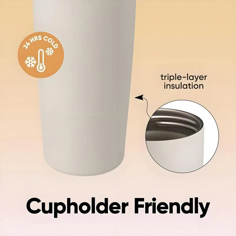 Sway 30oz Insulated Water Bottle Straw Double Wall Vacuum Thermos Cup Leakproof Hot/Cold Drink for Gym Office Camping Car Travel