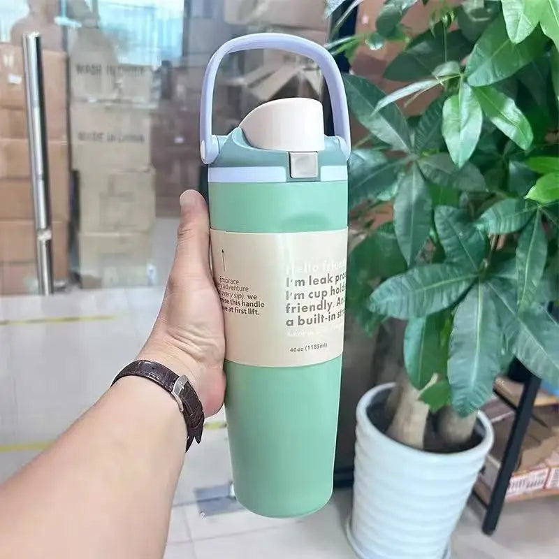 Sway 30oz Insulated Water Bottle Straw Double Wall Vacuum Thermos Cup Leakproof Hot/Cold Drink for Gym Office Camping Car Travel