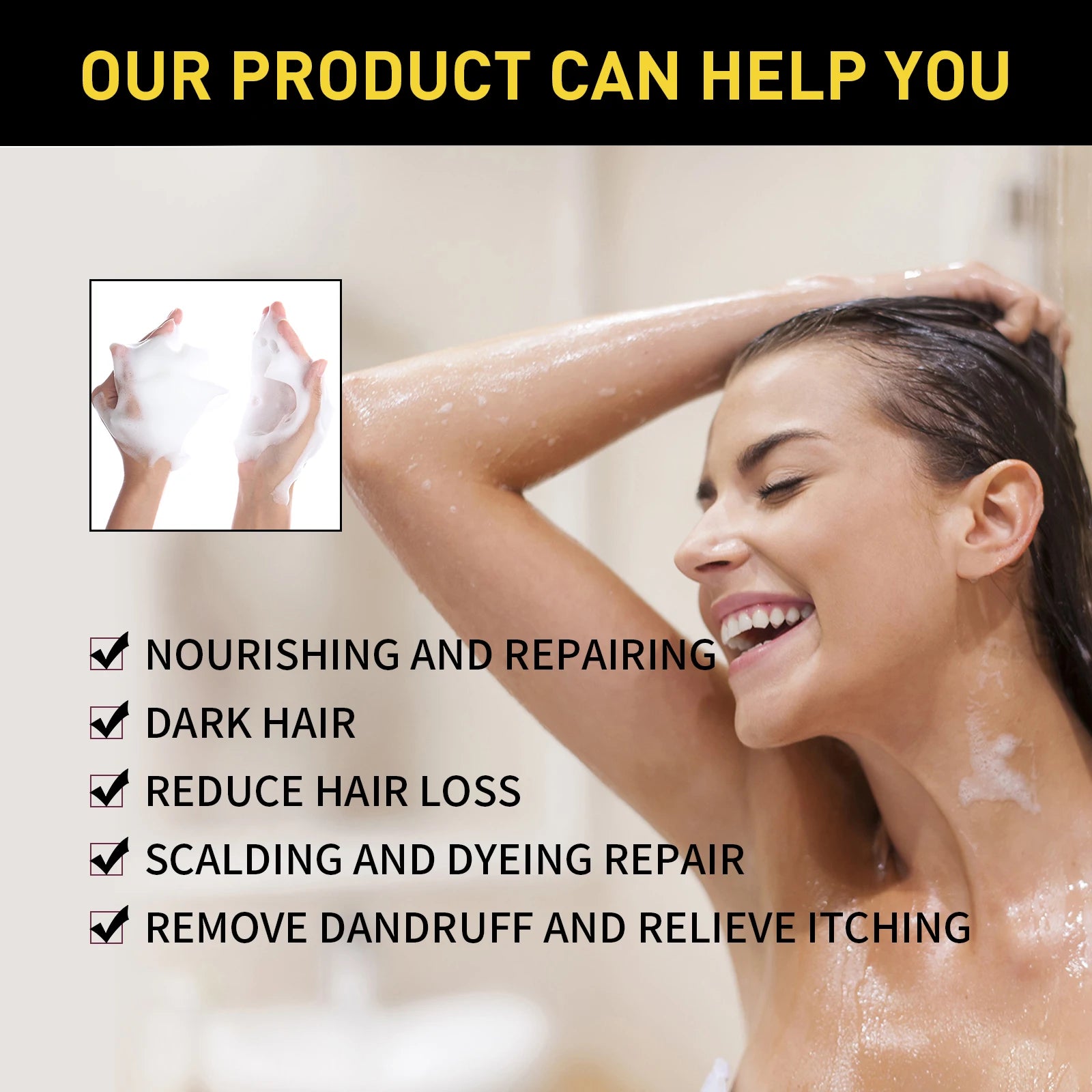 500ml Eelhoe Black Hair Shampoo Repair Dry Damaged Hair Clean Nourish Polygonum Multiflorum Thunb Natural Herbal Quick Hair Dye