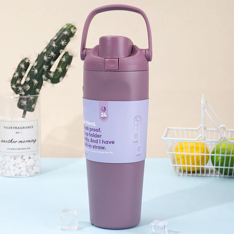 Sway 30oz Insulated Water Bottle Straw Double Wall Vacuum Thermos Cup Leakproof Hot/Cold Drink for Gym Office Camping Car Travel
