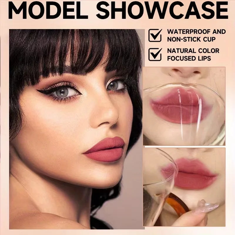 16 Pcs Lip Gloss Lipstick Set+Peel-Off Lip Liner Matte Long-Lasting Waterproof Liquid Velvet Non-Stick Formula Stain Cosmetic