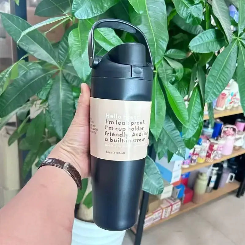 Sway 30oz Insulated Water Bottle Straw Double Wall Vacuum Thermos Cup Leakproof Hot/Cold Drink for Gym Office Camping Car Travel