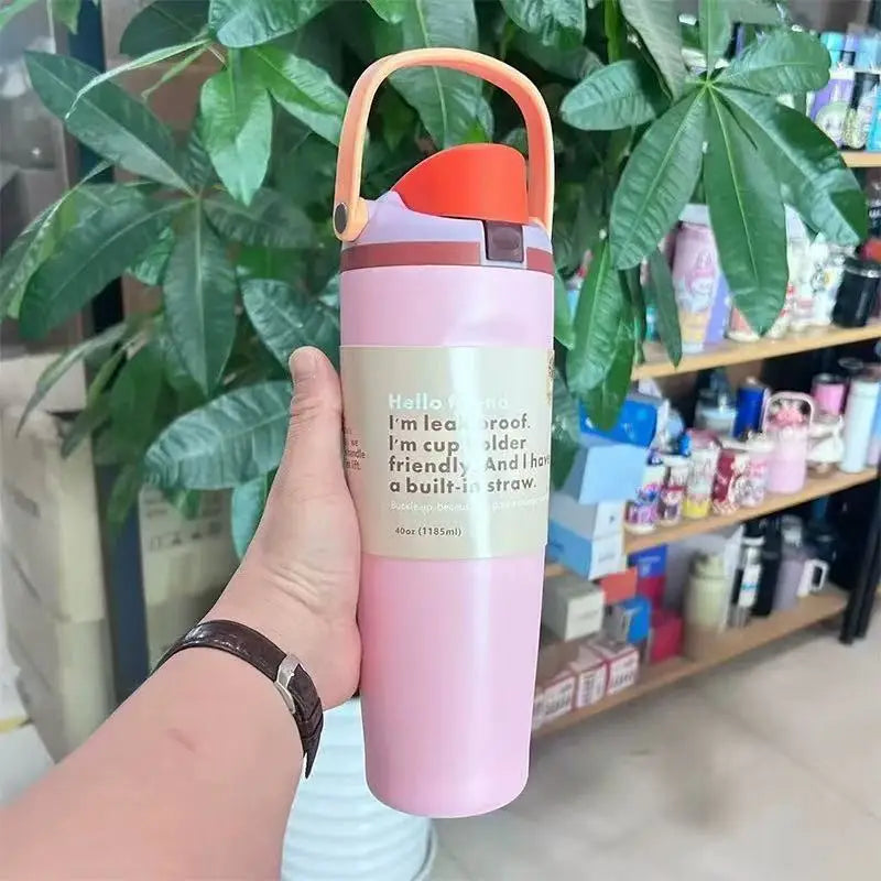 Sway 30oz Insulated Water Bottle Straw Double Wall Vacuum Thermos Cup Leakproof Hot/Cold Drink for Gym Office Camping Car Travel