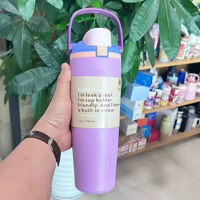 Sway 30oz Insulated Water Bottle Straw Double Wall Vacuum Thermos Cup Leakproof Hot/Cold Drink for Gym Office Camping Car Travel