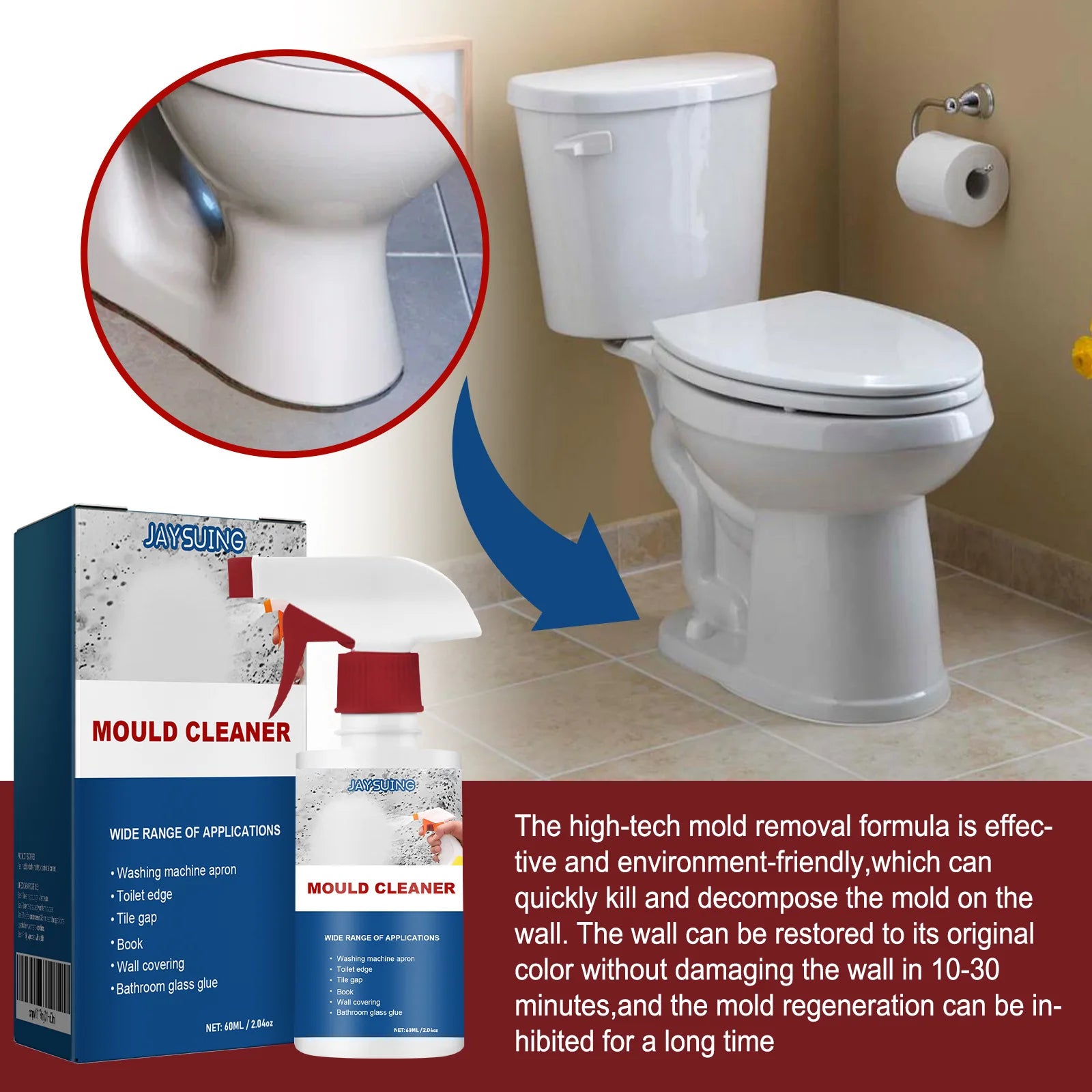 Jaysuing Mould Removal Spray Kitchen Bathroom Bubble Cleaning Dirt Mildew Stain Spo Remover Tile Toilet Mild Wall Mildew Cleaner