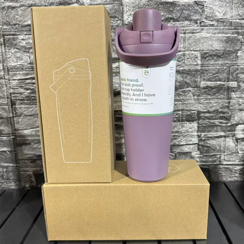 Sway 30oz Insulated Water Bottle Straw Double Wall Vacuum Thermos Cup Leakproof Hot/Cold Drink for Gym Office Camping Car Travel