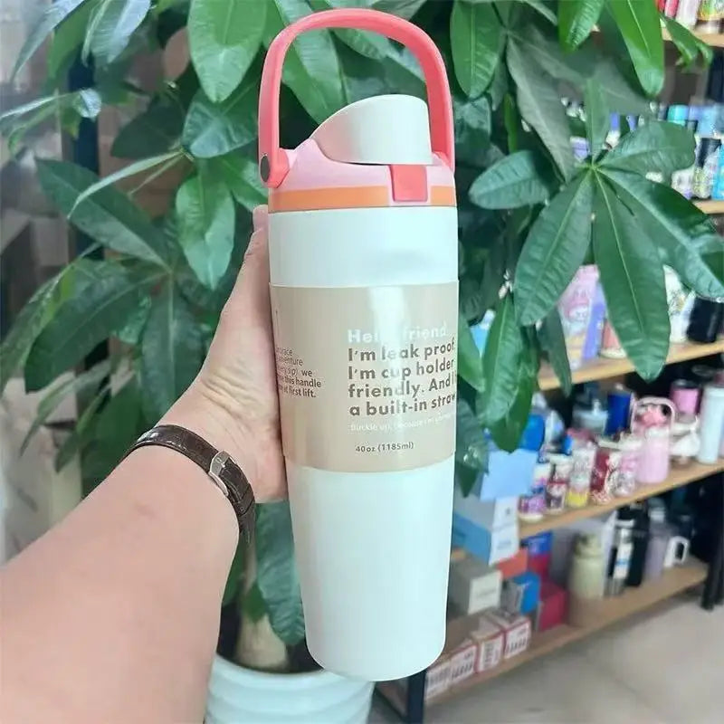 Sway 30oz Insulated Water Bottle Straw Double Wall Vacuum Thermos Cup Leakproof Hot/Cold Drink for Gym Office Camping Car Travel