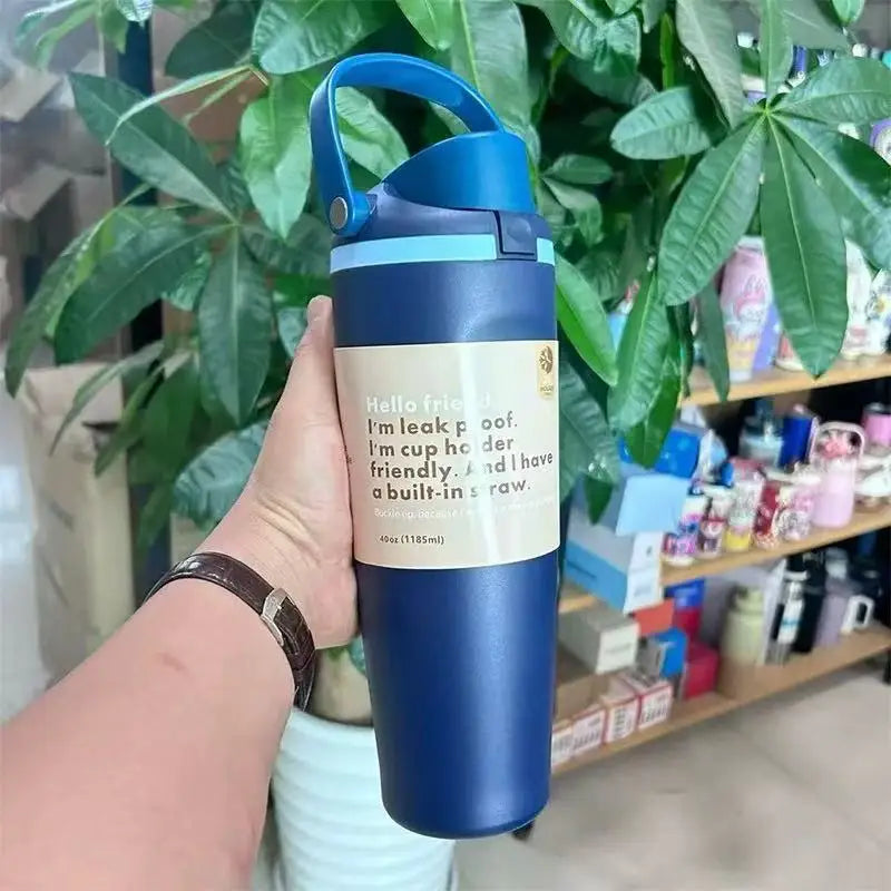 Sway 30oz Insulated Water Bottle Straw Double Wall Vacuum Thermos Cup Leakproof Hot/Cold Drink for Gym Office Camping Car Travel
