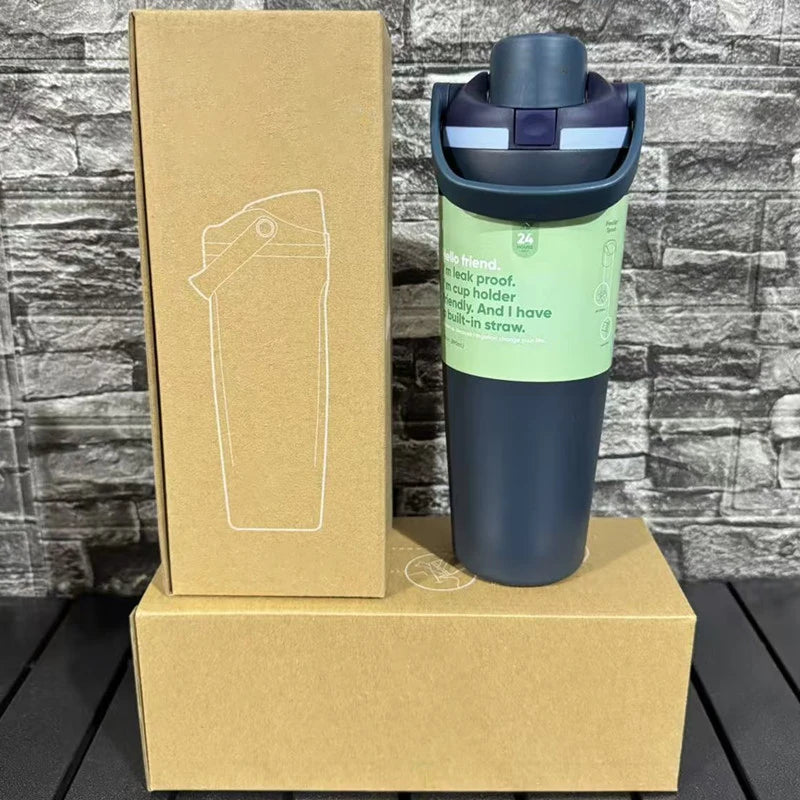 Sway 30oz Insulated Water Bottle Straw Double Wall Vacuum Thermos Cup Leakproof Hot/Cold Drink for Gym Office Camping Car Travel