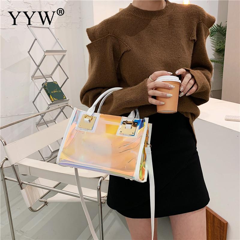 Holographic Transparent Jelly Bag High Quality PVC Women'S Designer Handbag Big Capacity Chain Shoulder Messenger Bags Clear Bag