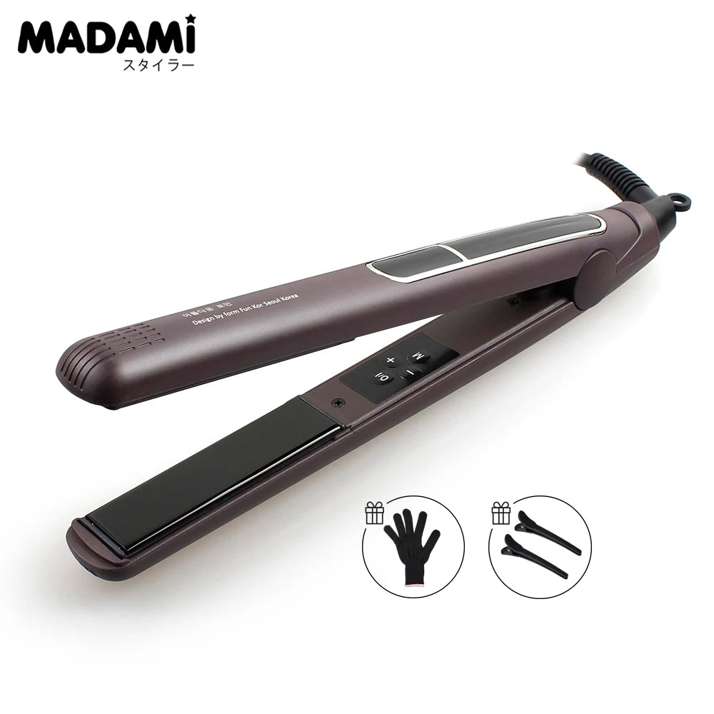 Korean Hair Straightener Keratin Treatment Floating Wide Plate Ceramic Flat Iron Dual Voltage Hair Curling Iron Salon Styler