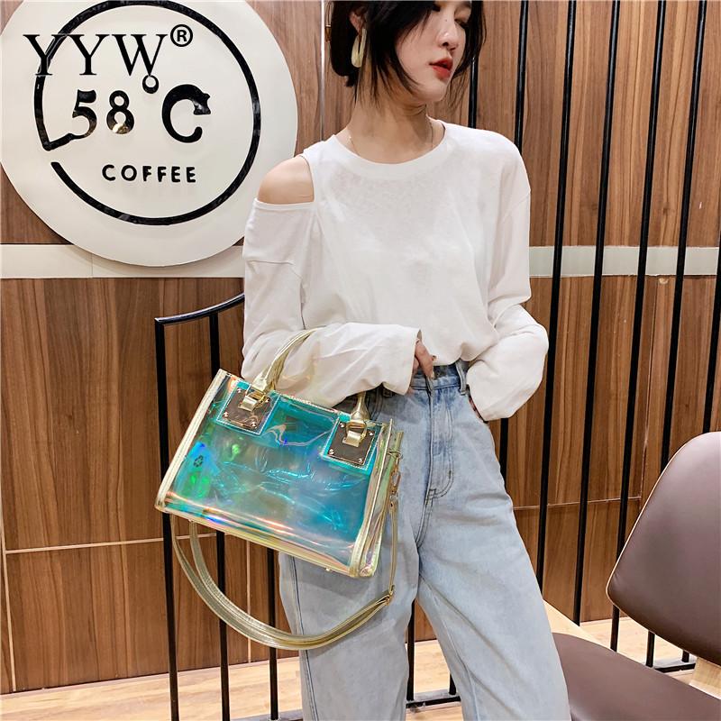 Holographic Transparent Jelly Bag High Quality PVC Women'S Designer Handbag Big Capacity Chain Shoulder Messenger Bags Clear Bag