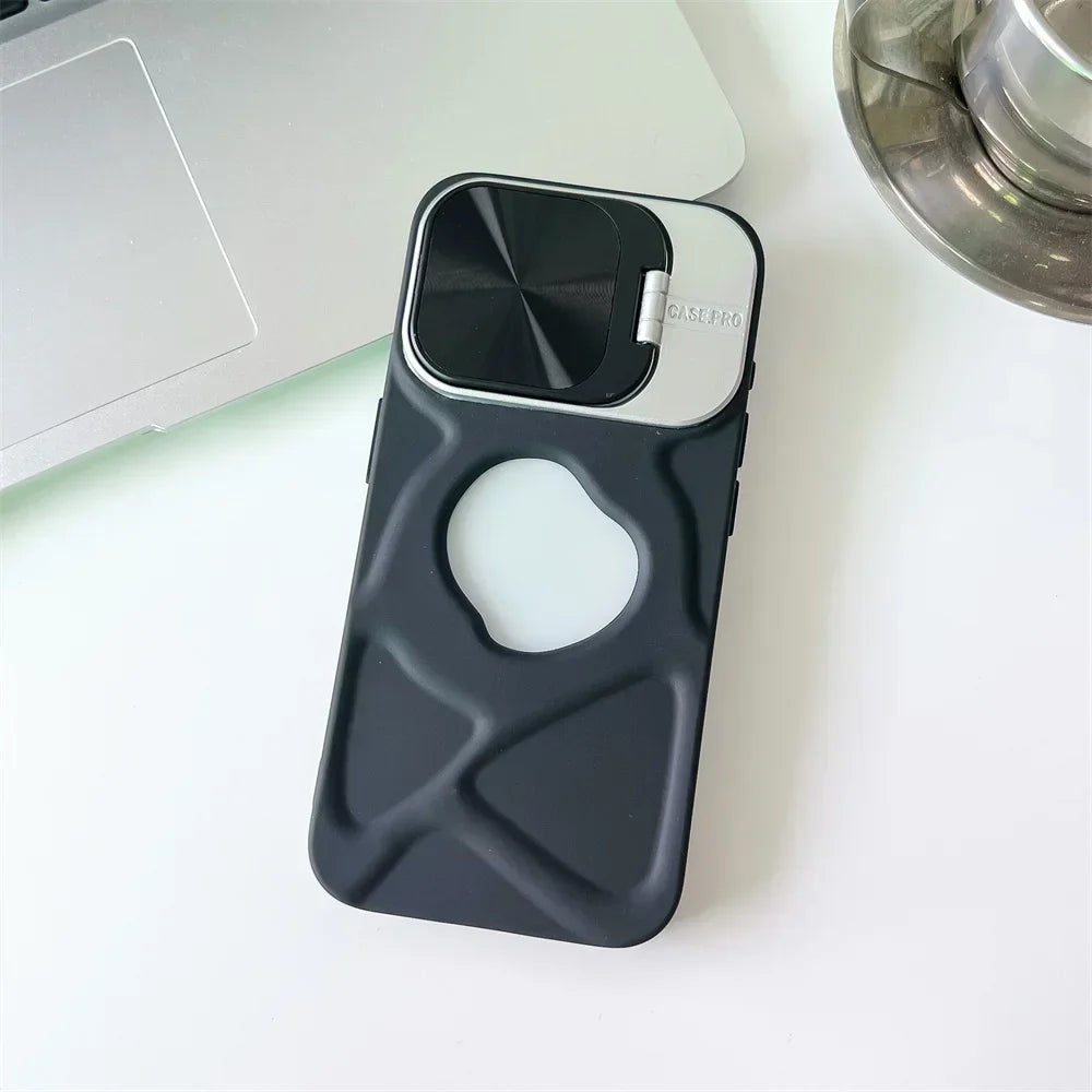 Fashion Logo Hole Magnetic Case for iPhone 11 12 13 14 15 16 Pro Max Plus Lens Protection Flip Stand Magsafe Silicone Soft Cover
