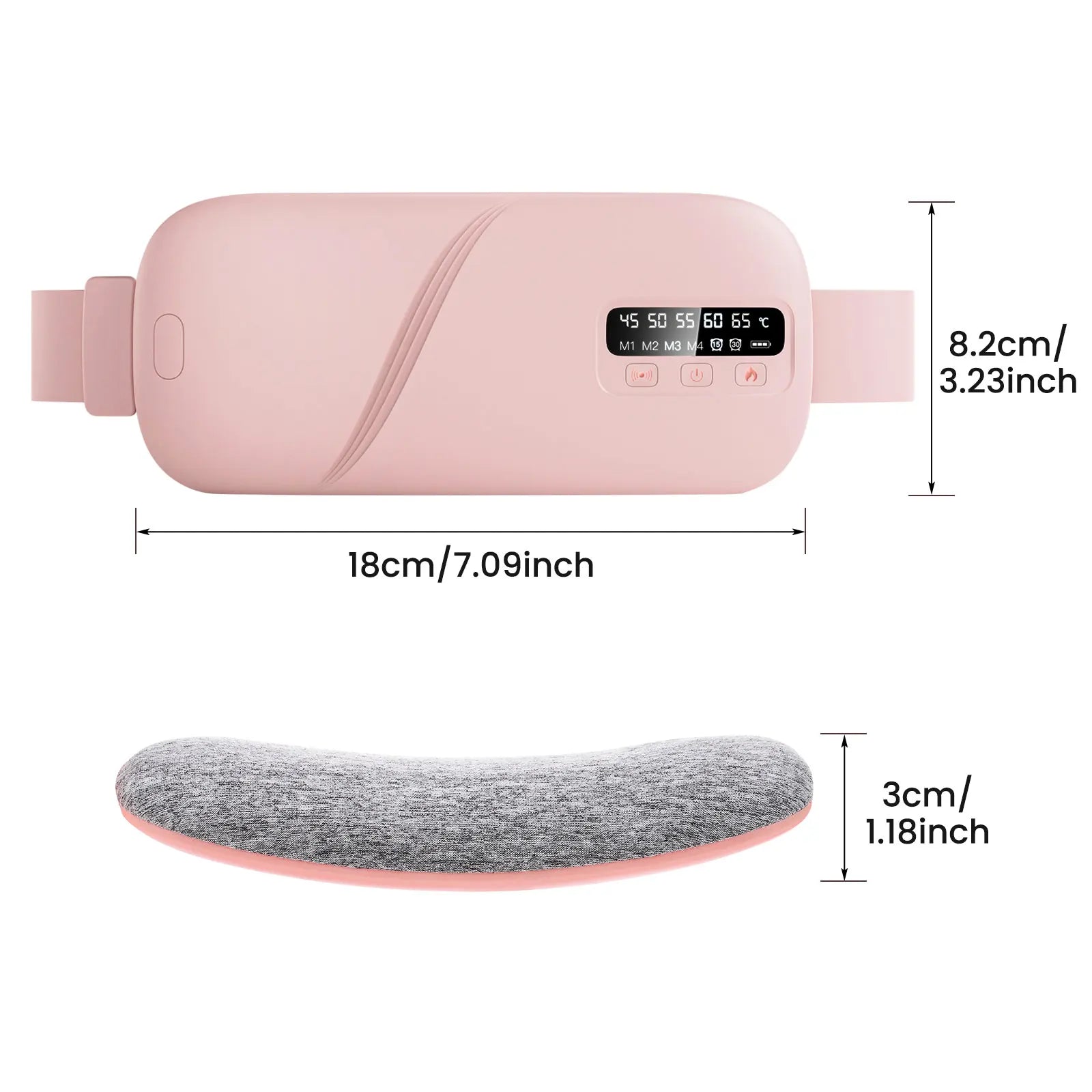 Electric Period Cramp Massager Vibrating Heating Period Pads Belt for Menstrual Colic Waist Stomach Abdominal Warm Palace Belt
