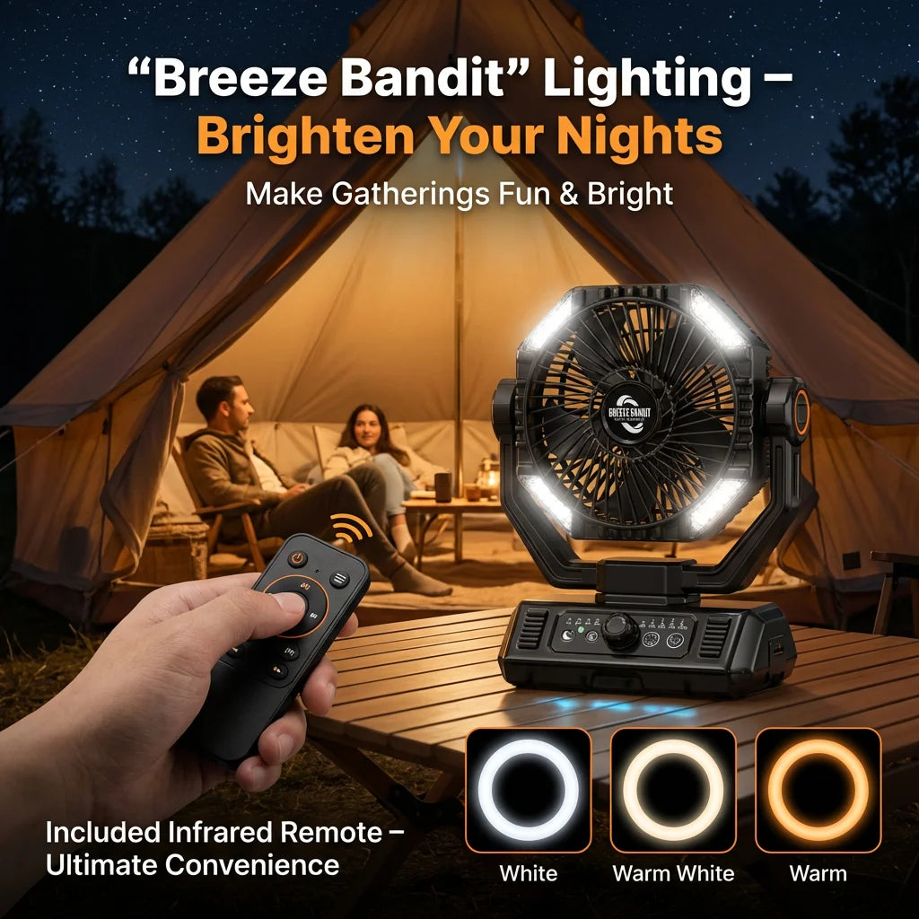 coldSky 20000mAh Battery Camping Fan with LED Lantern 8 Speed Desk Fan Portable Outdoor Fan Teny Picnic Fishing Travel Jobsite