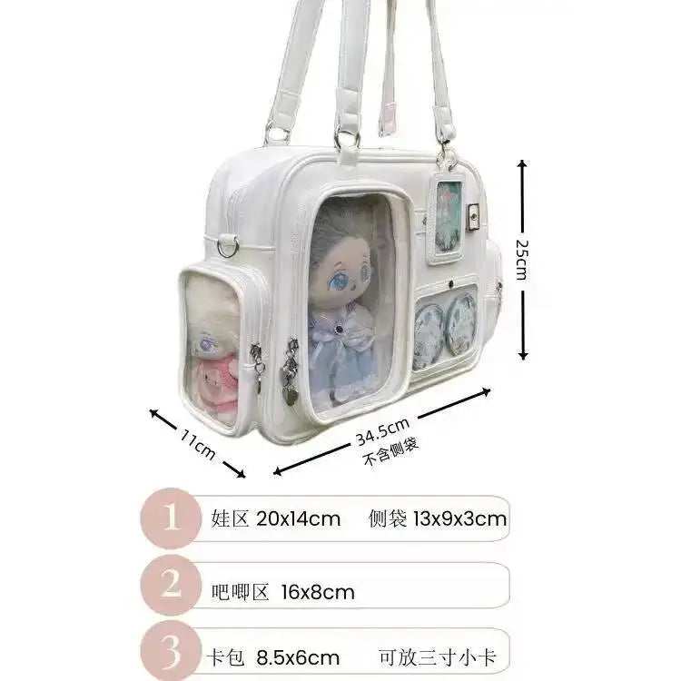 New Y2K Cute Ita Bag Concert Large Capacity Shoulder Bag Lolita Girl Transparent Backpack DIY Badge Display Casual Crossbody Bag