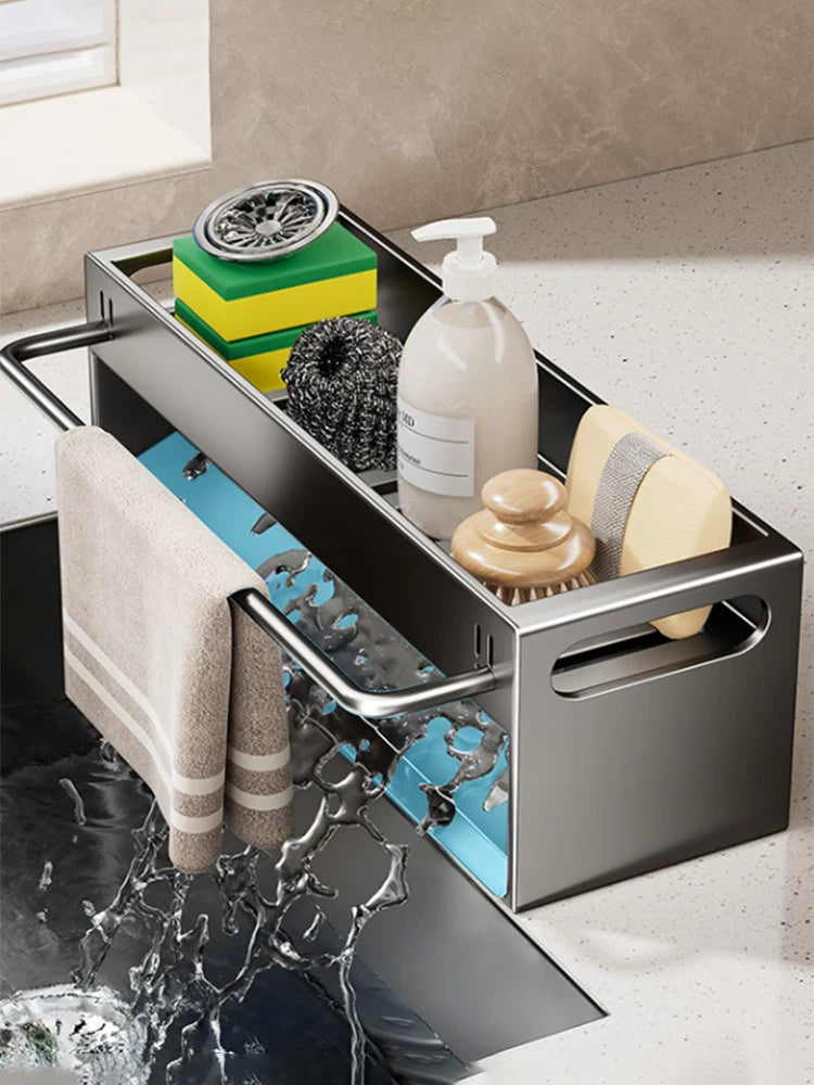 Kitchen Sink Caddy Organizer Dish Soap Brush Sponge Holder Countertop Sink Organizer Rack for Kitchen Organizers and Storage