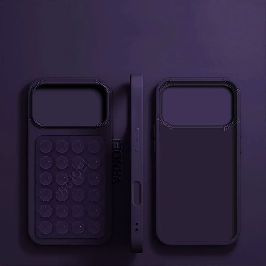 Upgrade 2IN1 Suction Cup Bracket Phone Case For iPhone 16 15 11 12 13 14 17 Pro Max Plus  AIR Cases Shockproof Cover Accessories