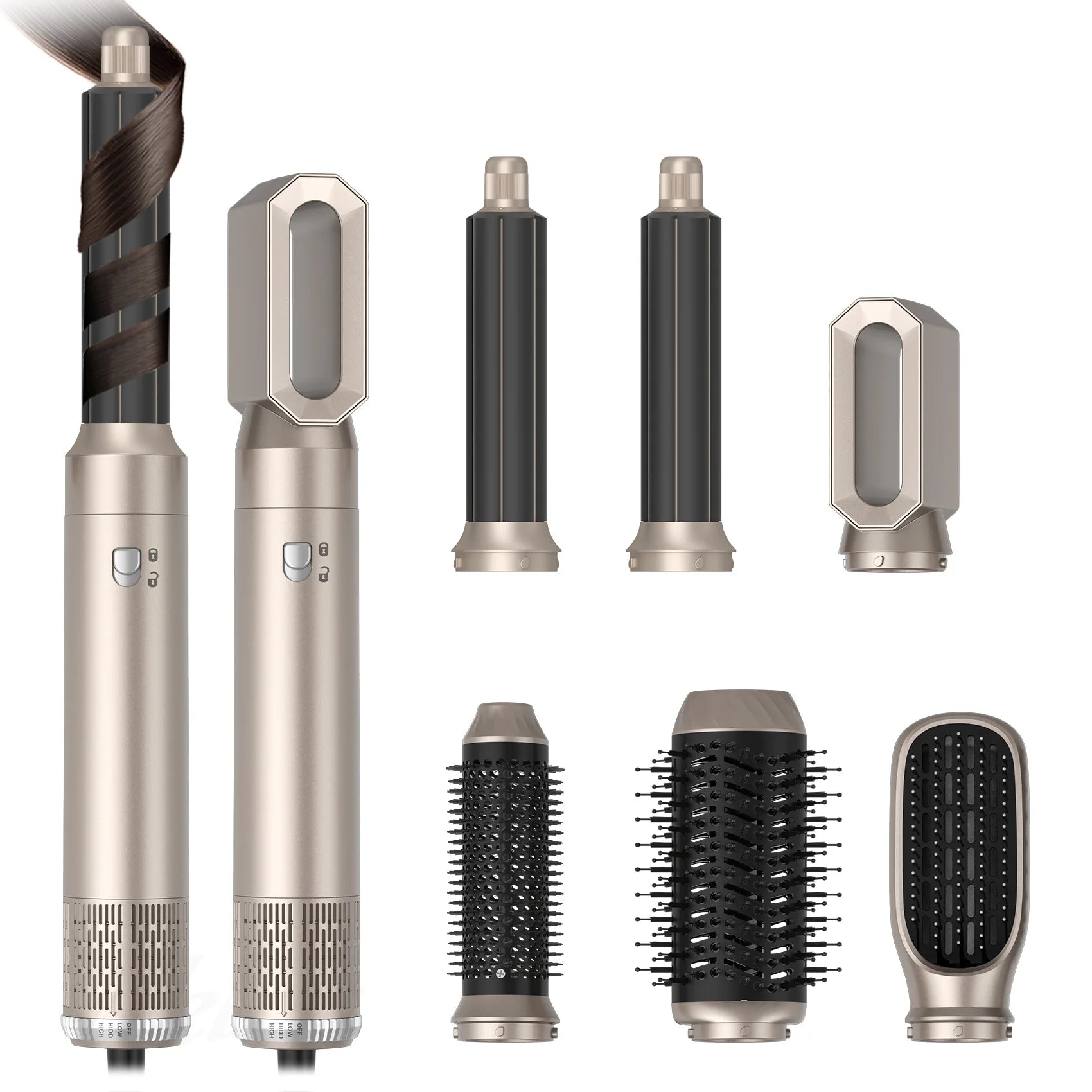 6 In1 Hair Dryer Hot Comb Set Multifunctional Electric Curling Iron Hair Straightener Comb Professional Barber Home Styling Tool