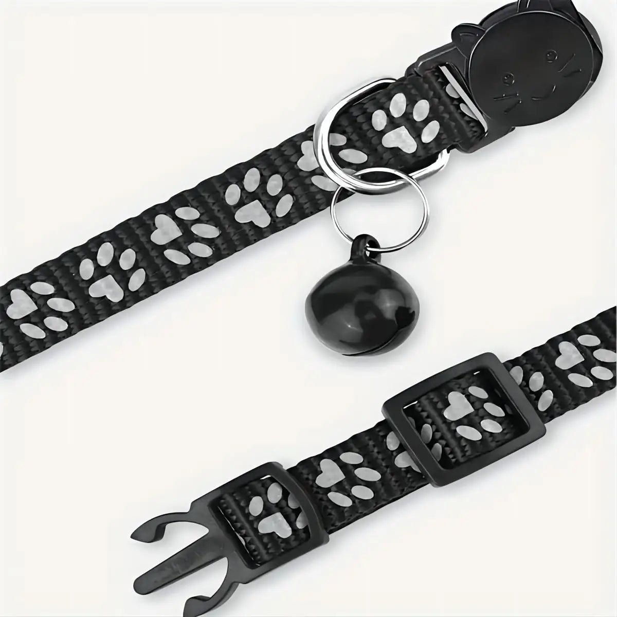 2 PC cat and dog footprints really reflective pet collar+strip reflective pet collar, reflective anti-lost pet collar.