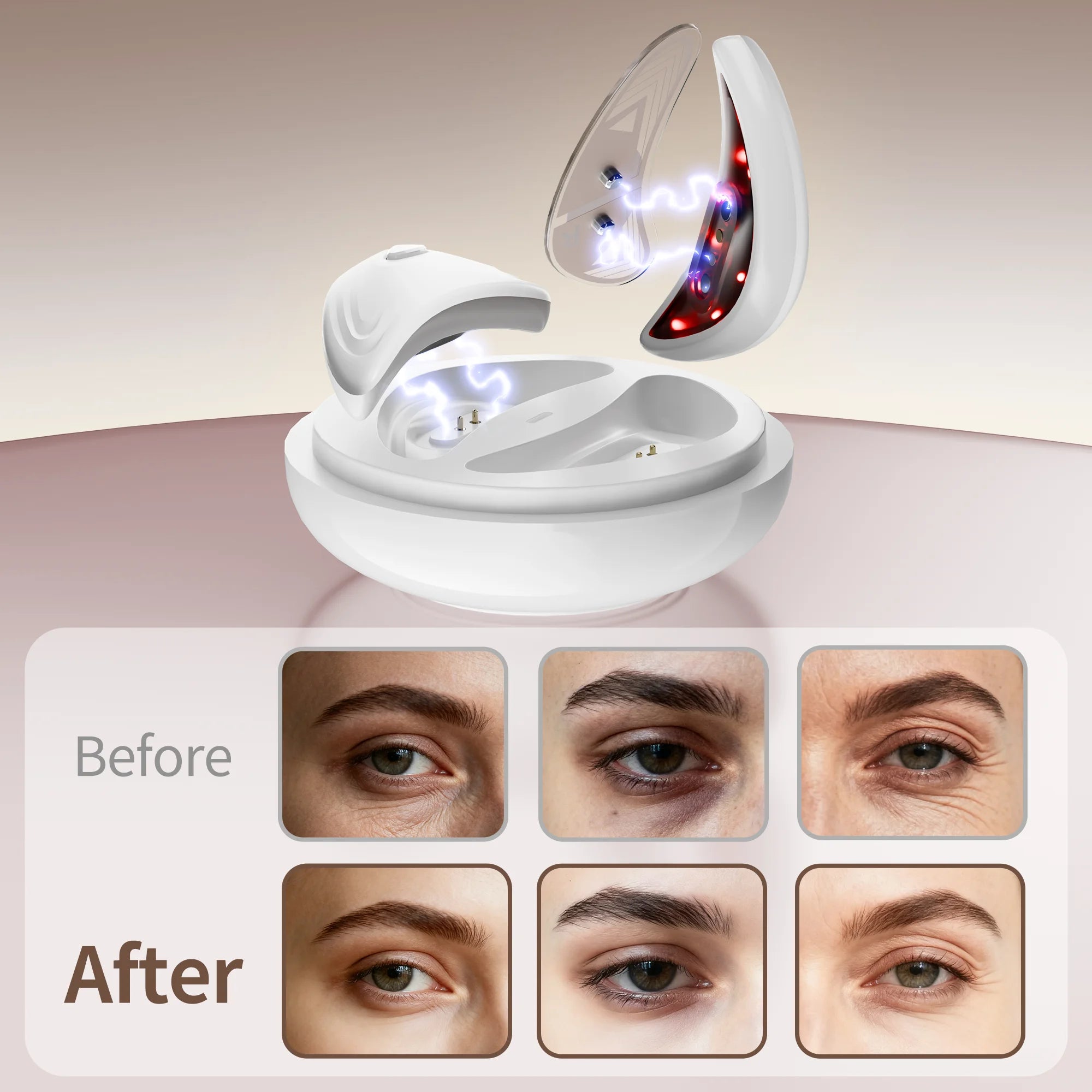 EMS Redlight Eye Massage and Stainless Steel Cooling Eye Pad Eyes Beauty Device for Puffy Eyes Reduce Bags & Dark Circles
