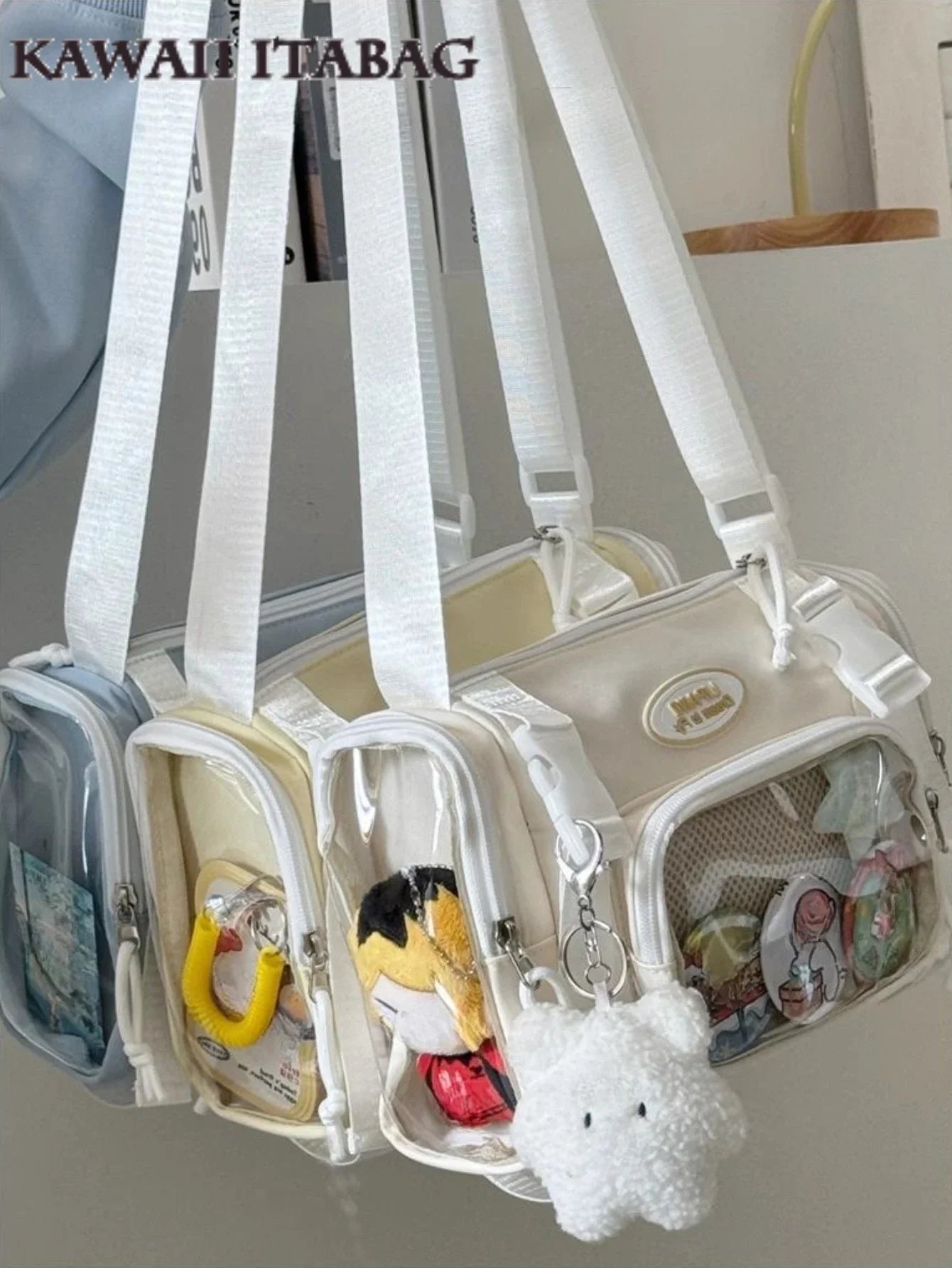 Y2K Fashion Clear Transparent Crossbody Bag Women Multipocket Itabag Summer Bucket Shoulder Bag for Students