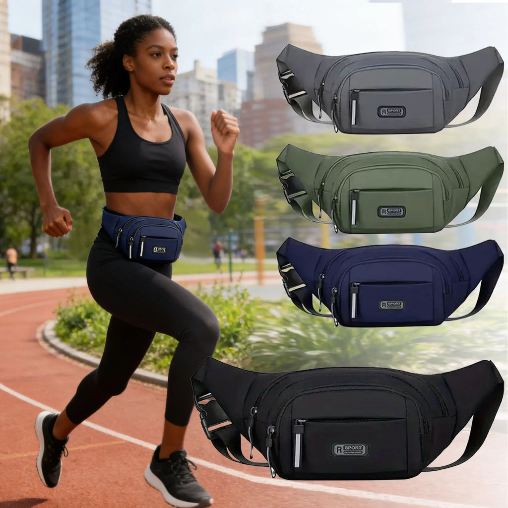 Women's fashionable multi-functional pocketed casual sports waist bag, solid color travel chest bag/work weekend summer vacation