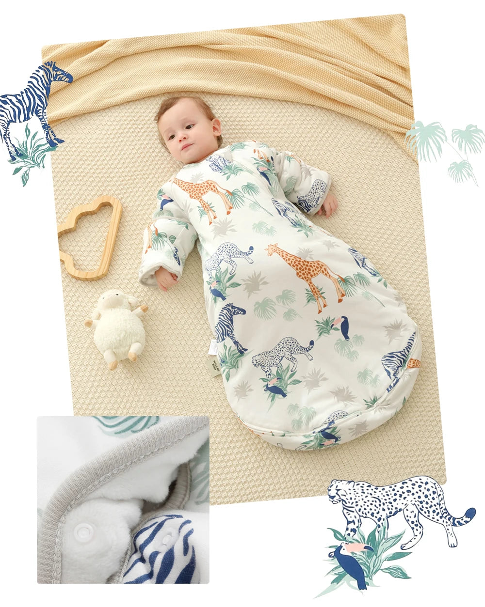 INSULAR Baby Thickened Sleeping Bags Infant Warm Pajamas Kids Cartoon Cotton Sleep Sack Toddler Anti-kick Onesuit Autumn Winter