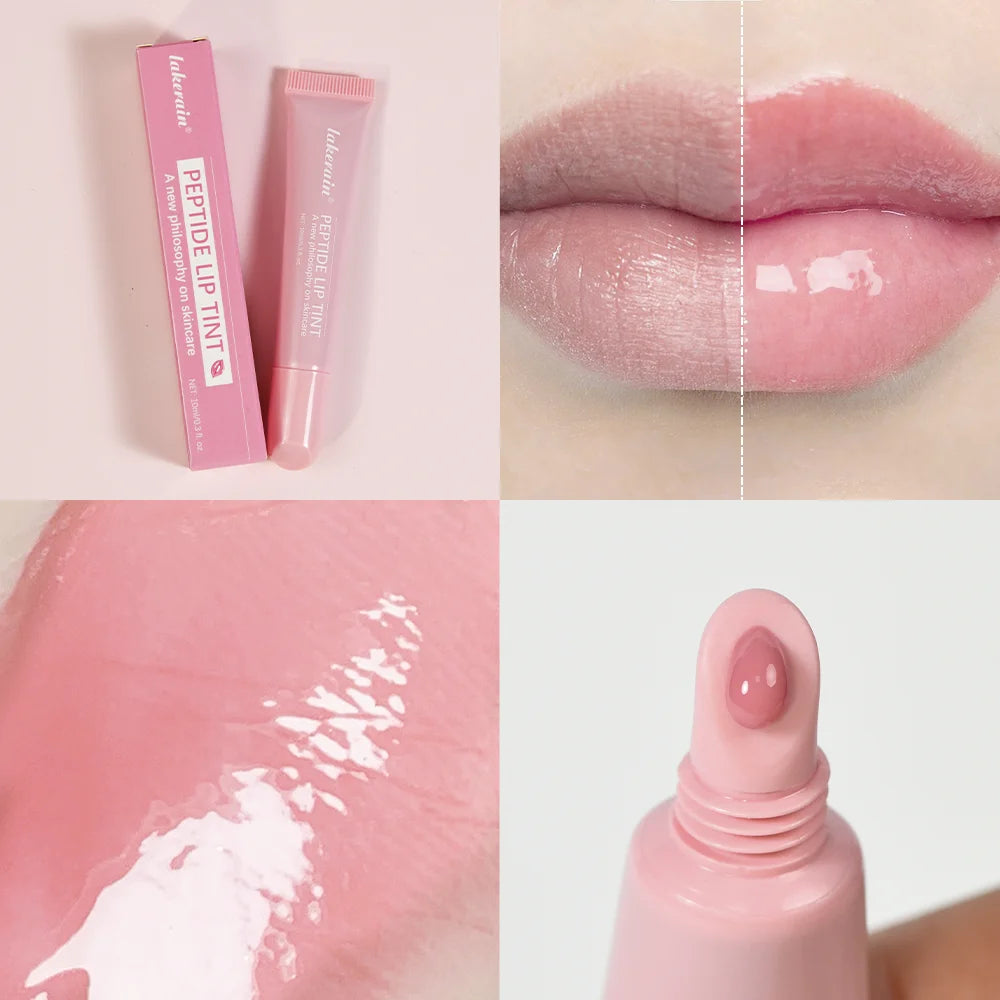 Lakerain 10ml Lip Balm Gel Texture Long Lasting Moisturizing Restore Replenish Non-Sticky Fragrance-Free Tinted Lip Serum Makeup
