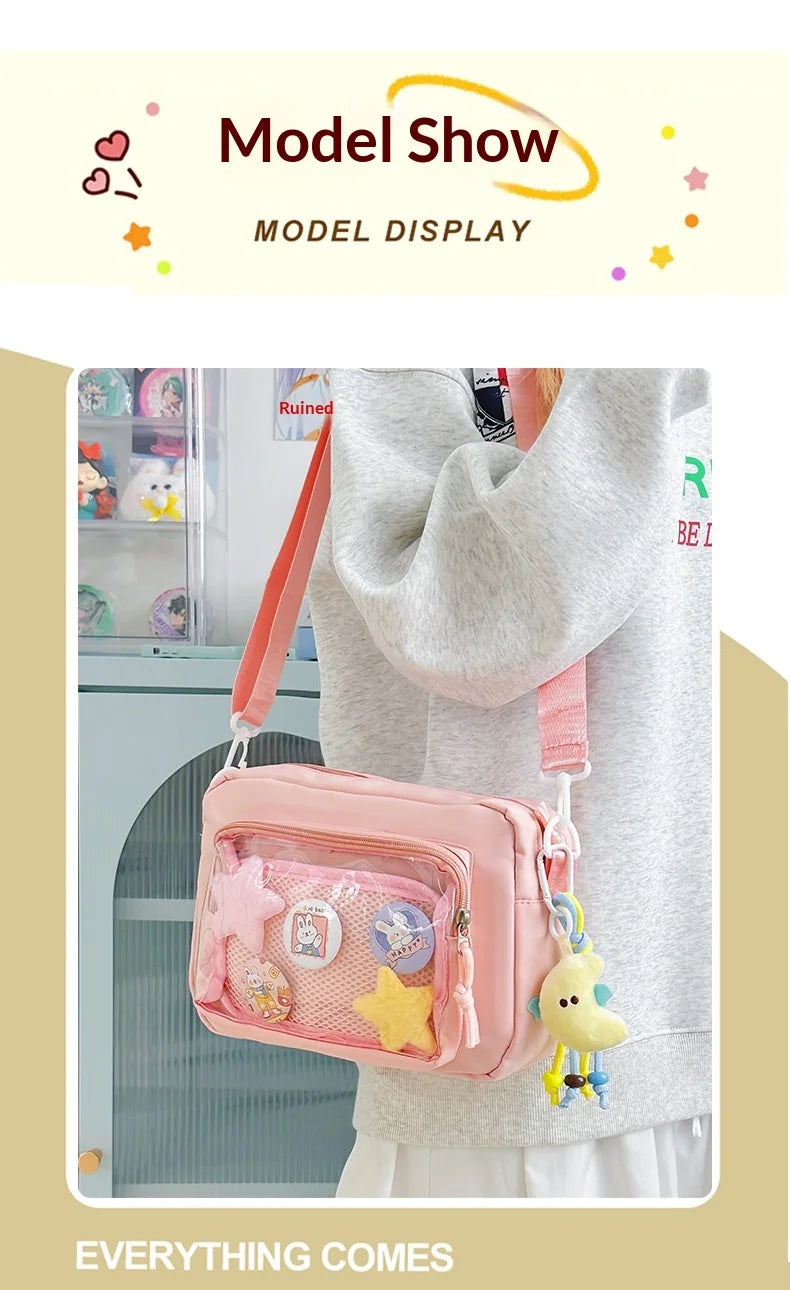 Japan and South Korea Cute Small Bag Female anime Pain Bag Pure Color Small Fresh Student Korean Simple Bag Crossbody Bag Female