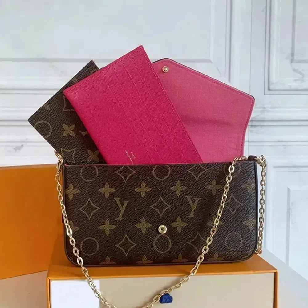10A Bags 3/p Set Top Luxury Designer Wallet Shoulder Women Classic Flower Pochette Felicie Bag Leather Clutch Tote Messenger bag