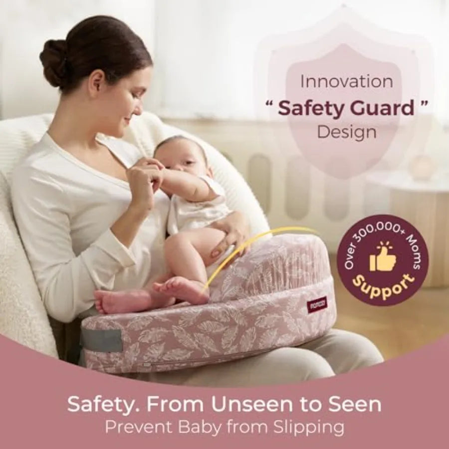 Innovative Safety Guard Nursing Pillow - Firm and Springy Memory Foam - Stable Ergonomic Support and Comfort - Wider Breastfeed
