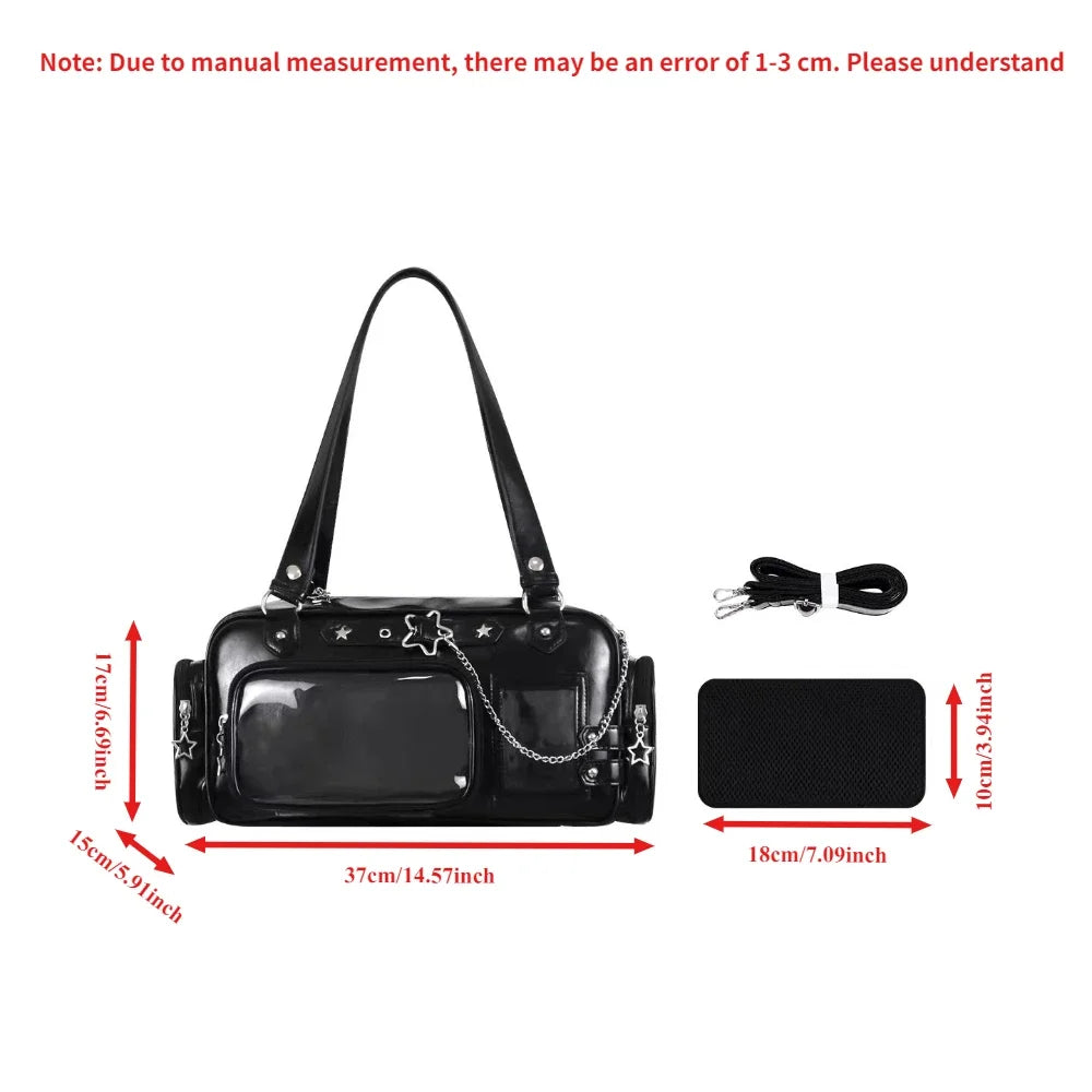 Star Chain Y2k Harajuku Shoulder Itabag Blue Lolita Girl Pain Bags Transparent Japanese Crossbody Bag New Concert Korean Handbag