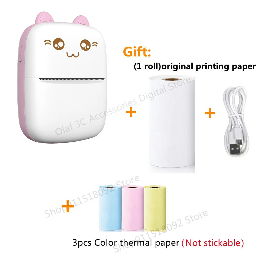 Meow Mini Label Printer Thermal Portable Printers Stickers Paper Inkless Wireless Impresora Portátil 200dpi Android IOS 57mm