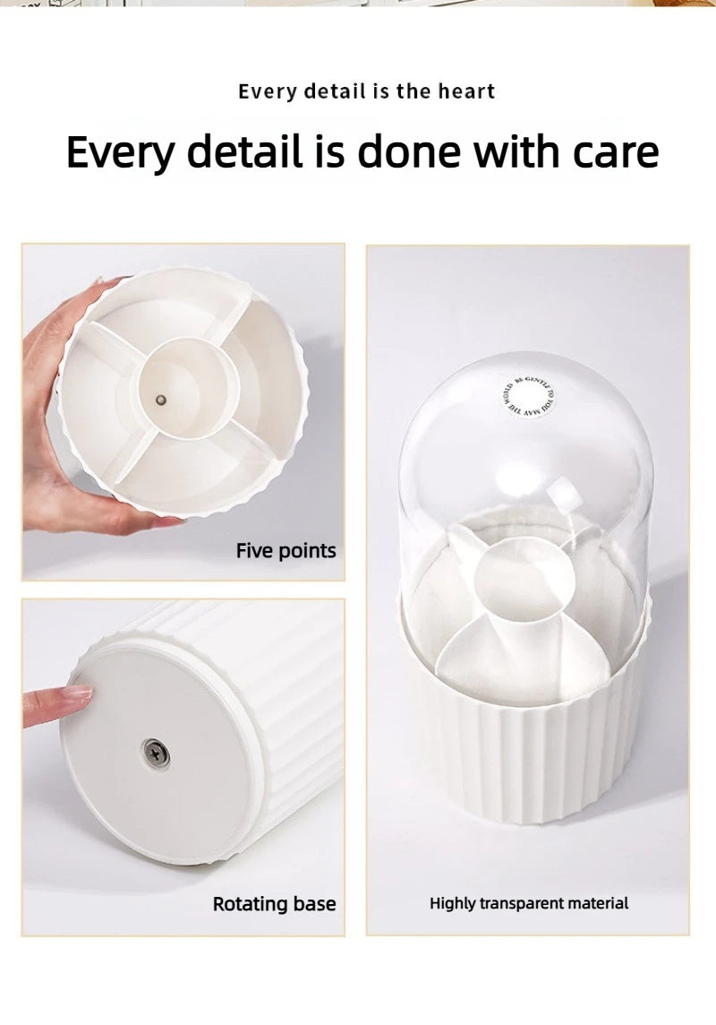 Makeup Brush Holder Organizer with Lid, 360 Degree Rotatable Makeup Brush Organizer Spinning Cosmetics Holders Brush Storage Box