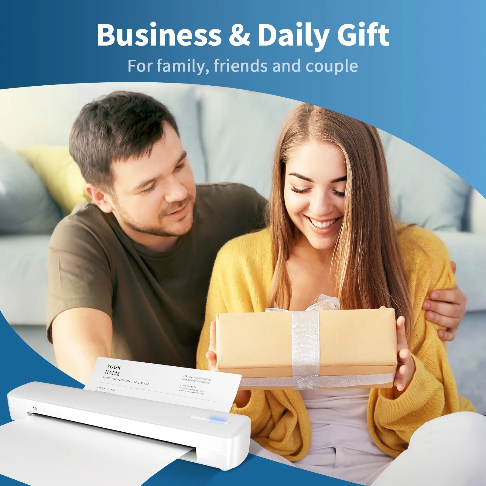 Portable Printer Wireless Inkless Thermal Printer A4 Bluetooth C80 300DPI Mobile Support Android iOS for Office Work Home School