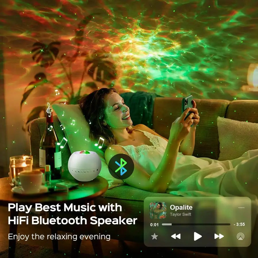 Fire Galaxy Projector Star Projector Night Light Projector 360 Effects Northern Lights Lava Lamp 15 White Noise Room Lights Room
