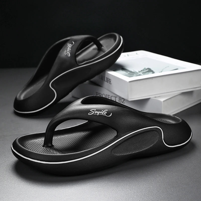 Flip-Flops for Men and Women Summer 2025 New Outer Wear Non-Slip Anti-Odor Flip-Flops Thick-Soled Beach Slippers