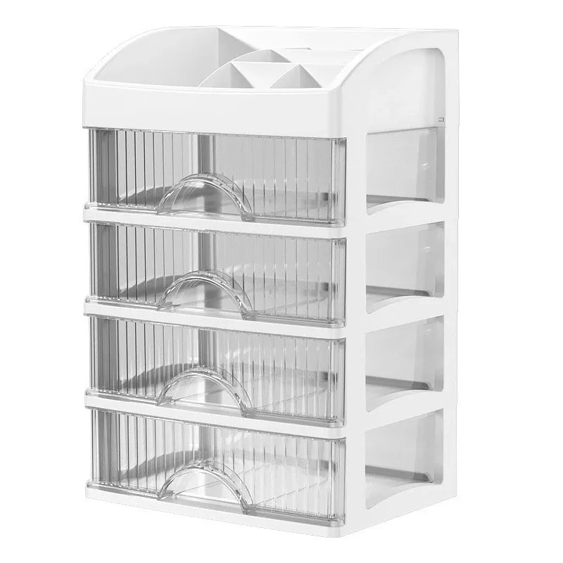Clear 5-Tier Makeup Organizer with Drawers, Large Capacity Cosmetic Storage for Vanity, Dustproof Skincare Lipstick Brush Holder