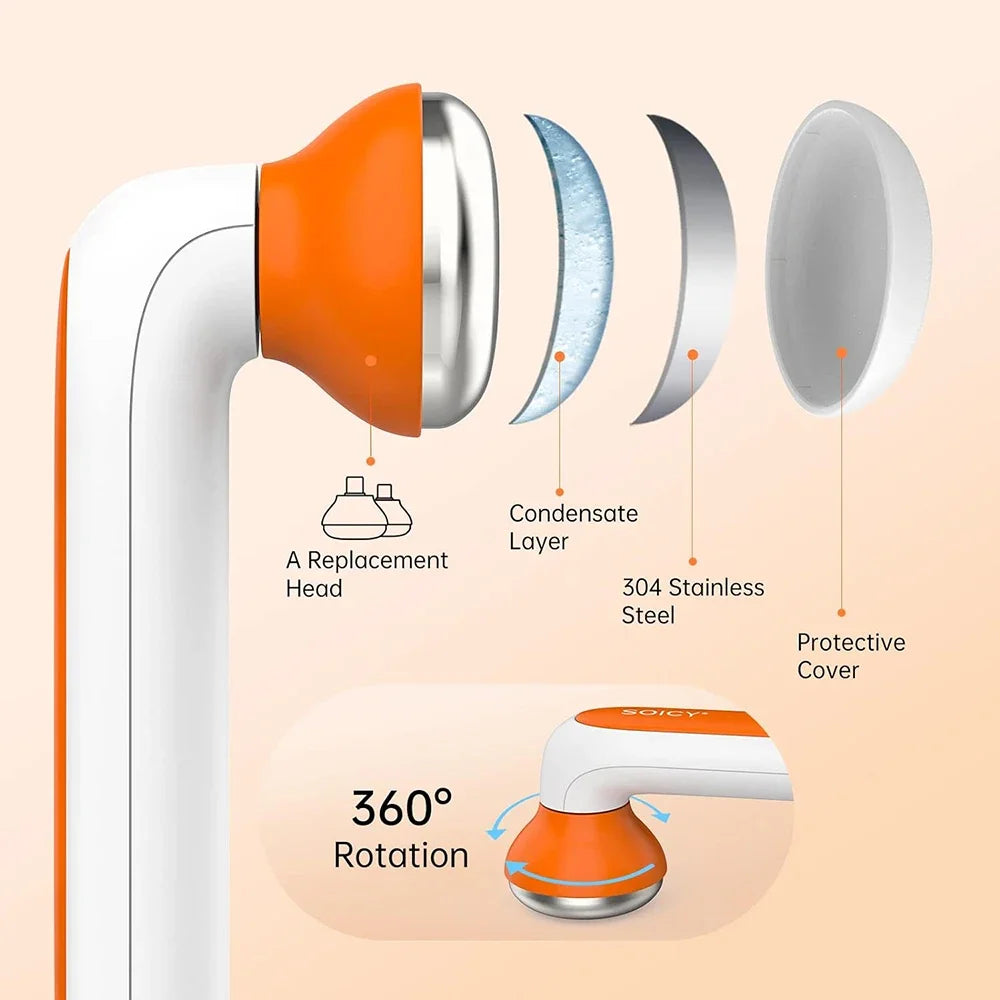 SOICY S40 Metal Ice Roller for Under Eye Massage Face Sliming Migraine Cold Massager Skincare Tools with 2 Stainless Steel Heads