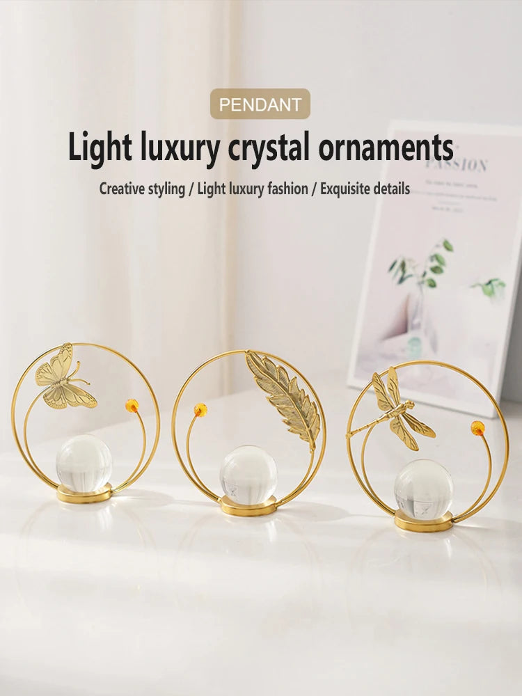 European Home Furnishings TV Cabinets Creative Decorations Living Room Foyer Light Luxury Desktop Iron Crystal Ball Ornaments