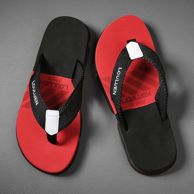 [Color blocked flip flops] Comfortable color blocked flip flops - Men's non slip casual rubber bottom EVA flip flops, suitable f