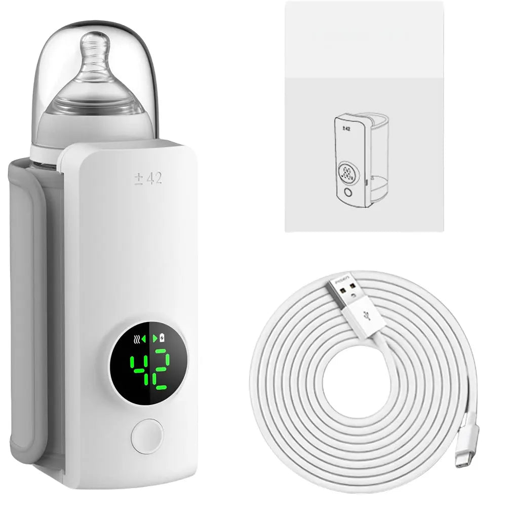 Portable Bottle Warmer Rechargeable Cordless Milk Warmer with Temperature Control Baby Bottle Warmer for Feeding Accessory