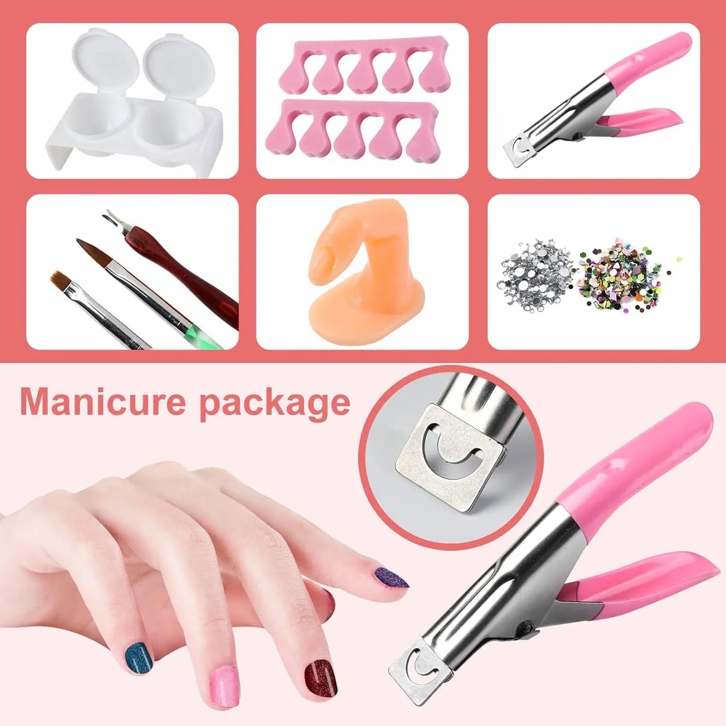 Acrylic Nail Kit for Beginners 12 Color Glitter Acrylic Powder White Clear Pink Acrylic Powder Nails Extension Professional Nail