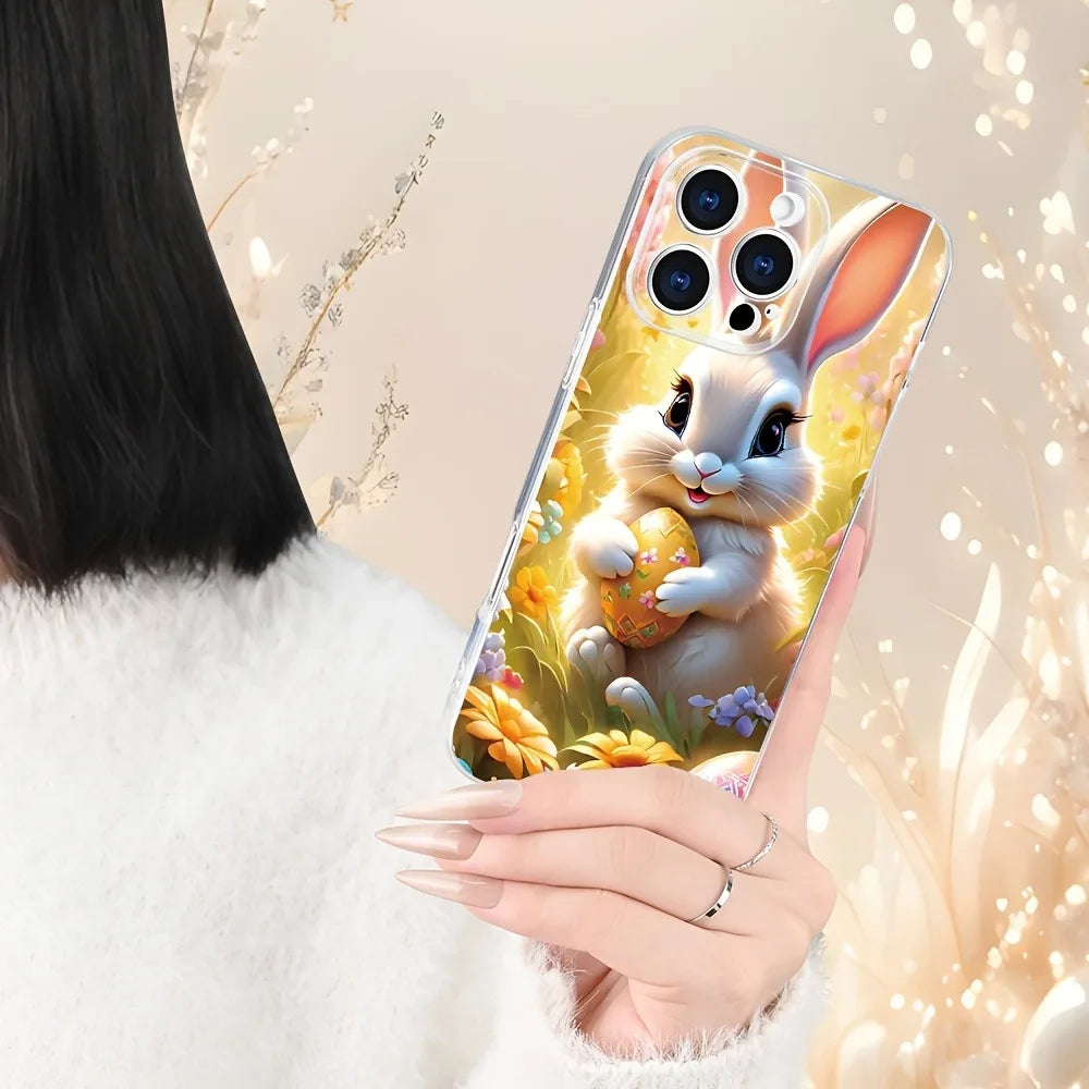 A colorful Easter Bunny egg pattern premium soft protective case for iPhone X/XS/XR/11/12/13/14/15/16 Plus Pro Max