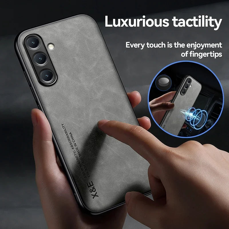 For Samsung Galaxy A56 A36 A26 A16 5G Case Soft Silicone Car Holder Magnetic Leather Phone Cover for Galaxy A06 A 56 36 16 Funda