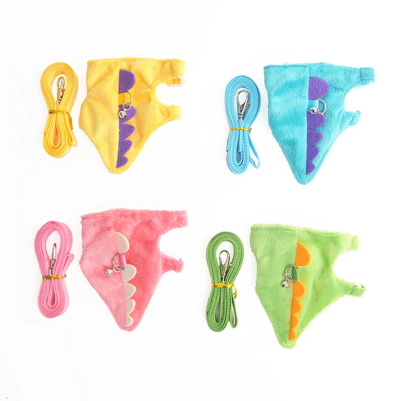 Ferret Lead Rope Vest Type Adjustable Pet Rope Cute Dinosaur Shape with Bell for Walking Mice