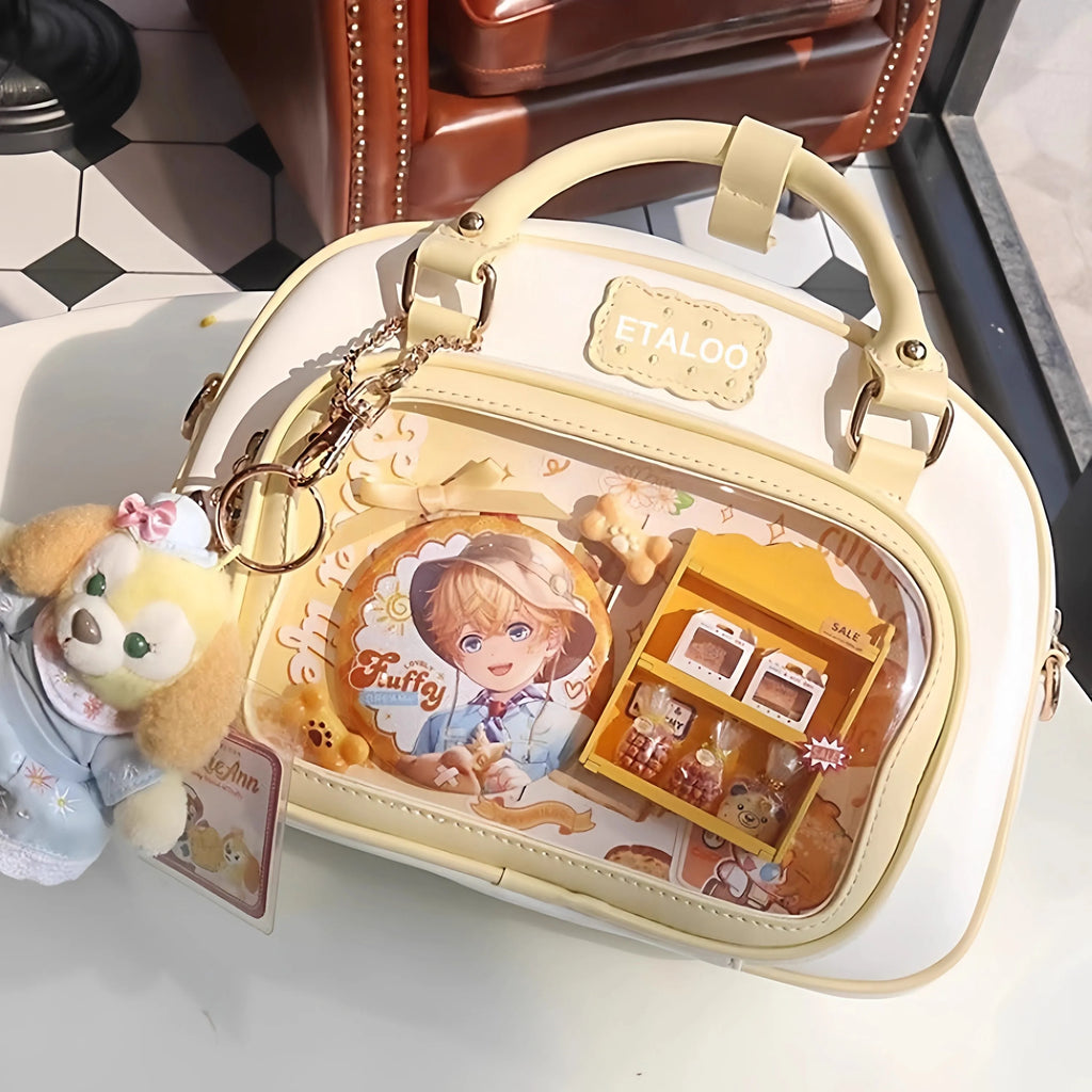 New Y2K Cute Ita Backpack Comic Exhibition Crossbody Bag Lolita Girl Transparent Cosplay Shoulder Bag DIY Badge Display Handbags
