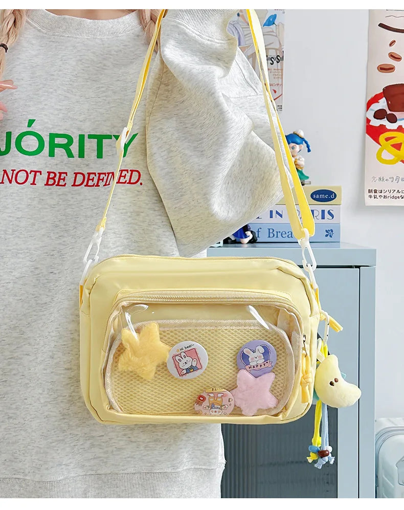 Japan and South Korea Cute Small Bag Female anime Pain Bag Pure Color Small Fresh Student Korean Simple Bag Crossbody Bag Female