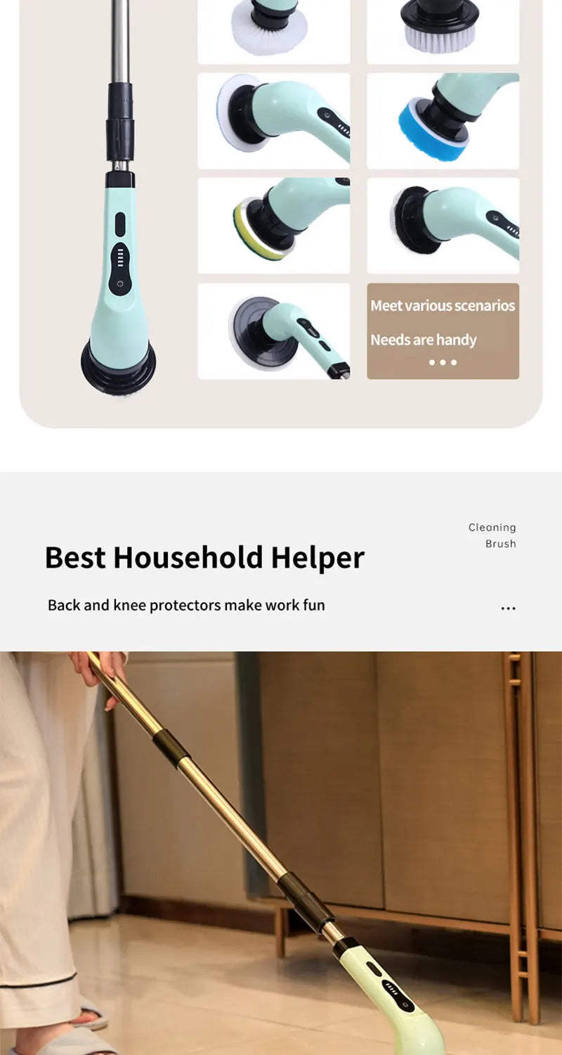 Cordless Electric Spin Scrubber Multipurpose, Cleaning Brush for Kitchen Bathroom Toilet Floor, Hair Broom Mop Household Gadget